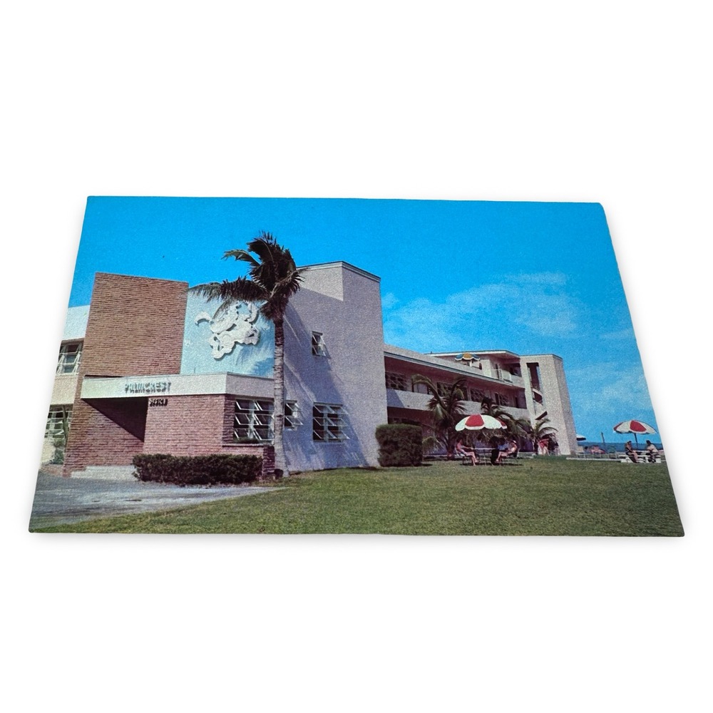 Vintage Palmcrest On the Ocean Miami Beach Florida Unused Postcard Surfside MCM